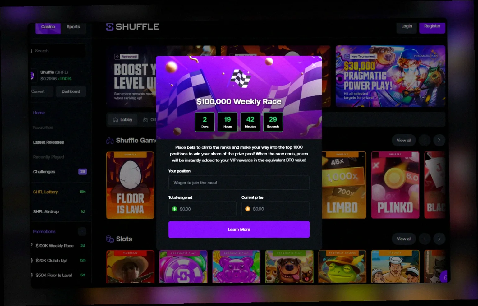 Shuffle Casino bonus Lietuva